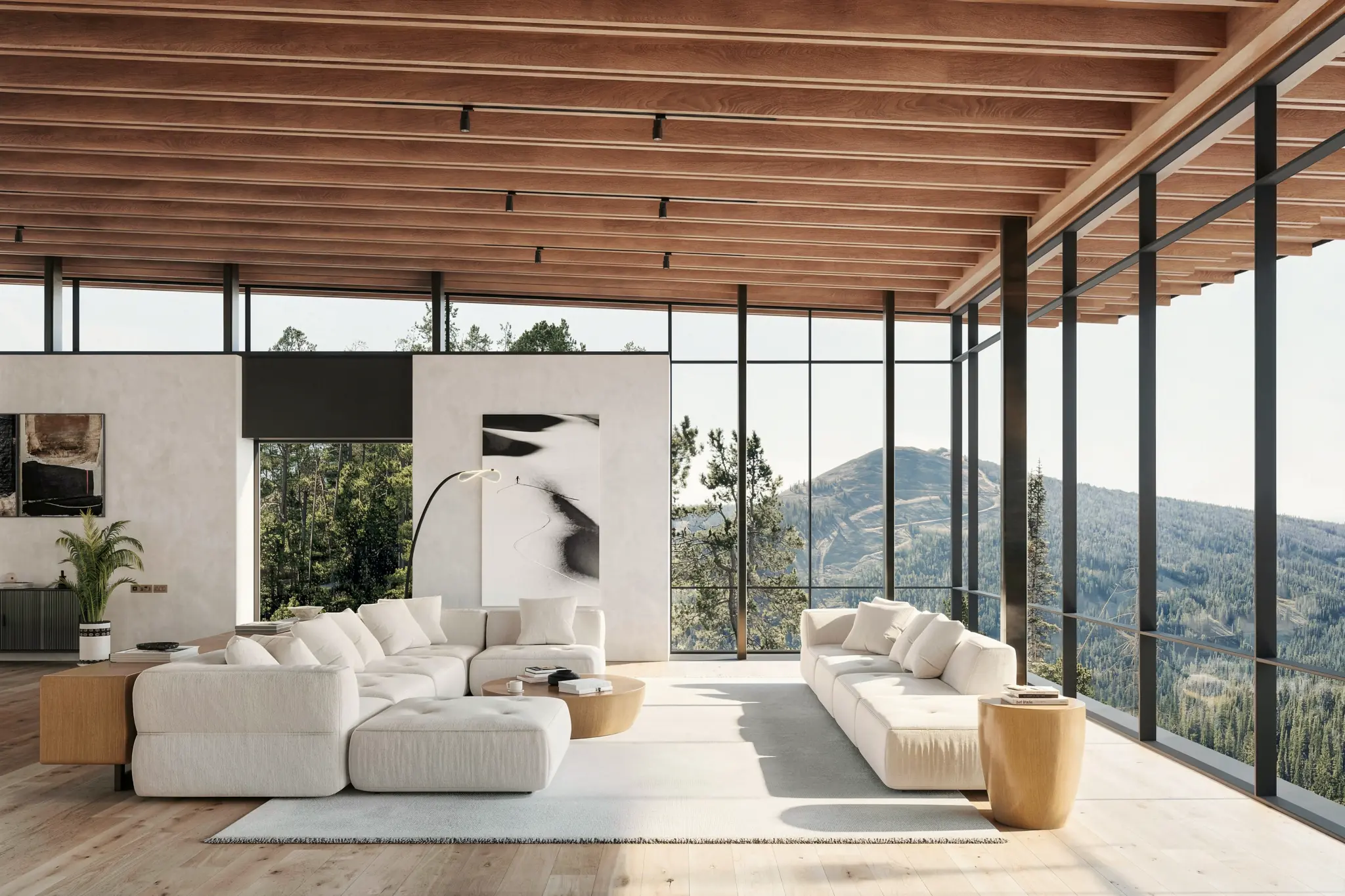 Mountain residence interior architectural visualization